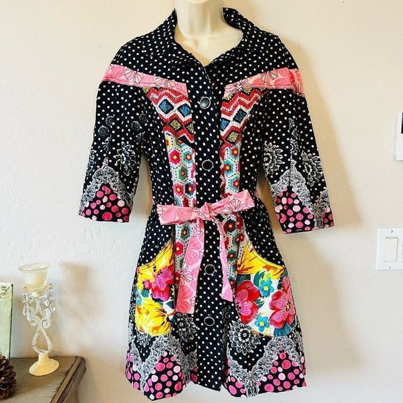 Jackets & Blazers - Savage Culture |  NWT polkadot floral patchwork dress coat with button down fron